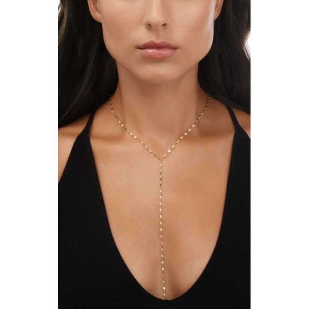 LANA Jewelry Mega Gloss Blake 14k Yellow Gold Lariat Necklace